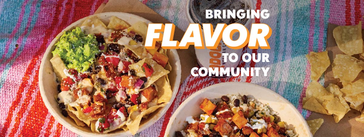 QDOBA Mexican Eats bowls and chips celebrating a community BOGO promotion in Wisconsin Rapids, Wisconsin